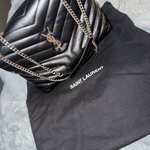 Saint Laurent Black Quilted Leather Shoulder Bag